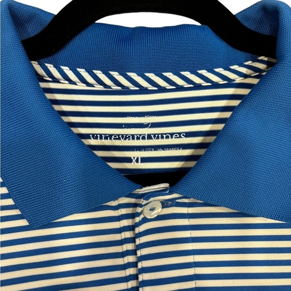 Vineyard Vines Performance Men's Blue/White‎ Striped Stretch Polo Shirt Size XL - Picture 3 of 6